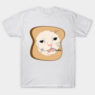 Hehe cat inside of toast dank meme cartoon illustration T-Shirt